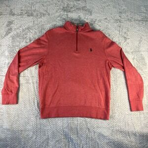Polo Ralph Lauren Performance Quarter Zip Pullover Coral Red Pink Golf Sweater M